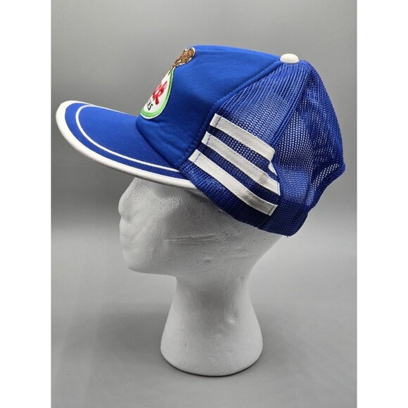 Deadstock Mack Trucks 3 Stripe Mesh Snapback Hat Cap Trucker Royal Blue‎ Patch - Picture 4 of 6